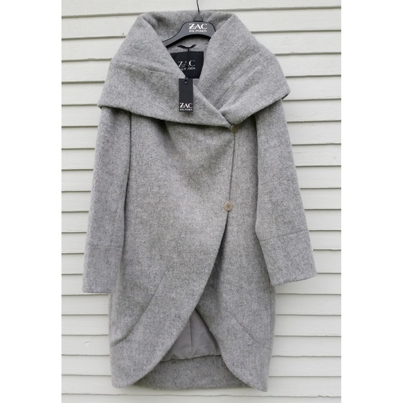 ZAC Zac Posen Camilla Wrap Coat in Grey NWT $595 - Picture 2 of 8